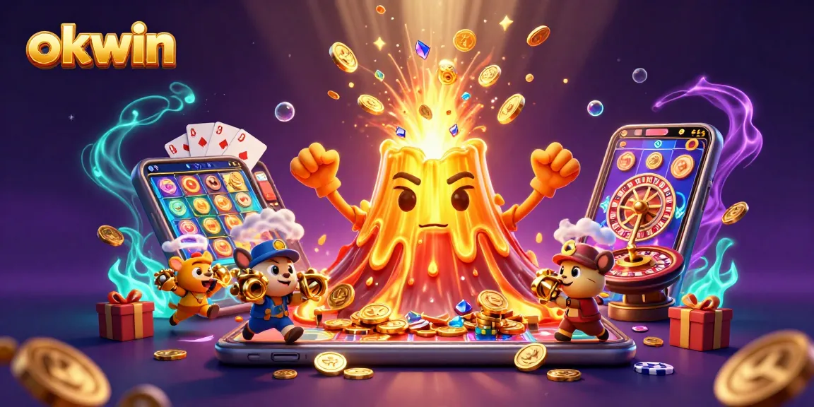 okwin offers stunning jackpot opportunities with a 3D vibrant casino illustration.