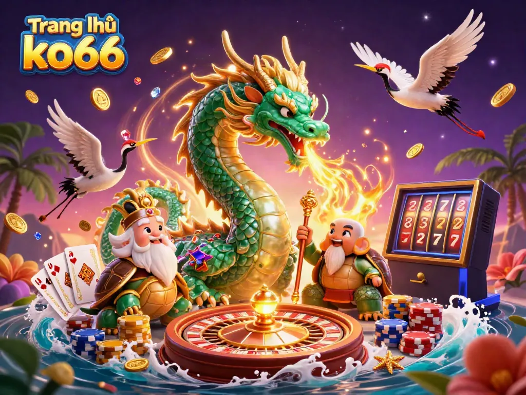 Experience thrilling gameplay at Trang chủ ko66 with vibrant dragons, lucky cranes, and a rich casino atmosphere.