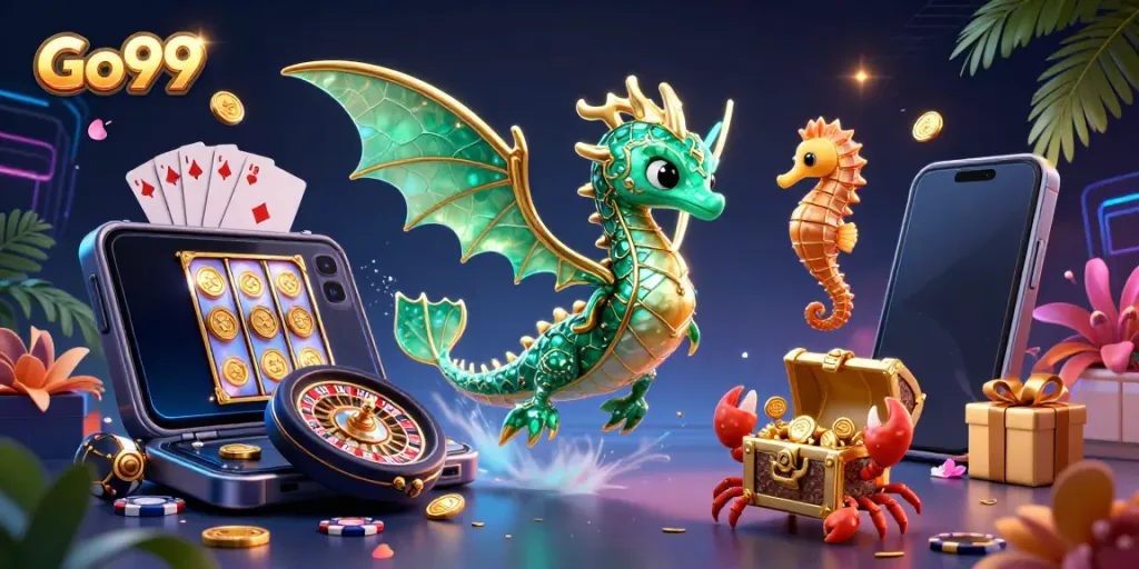 Go99 offers thrilling casino action with vibrant characters and rich gaming elements.