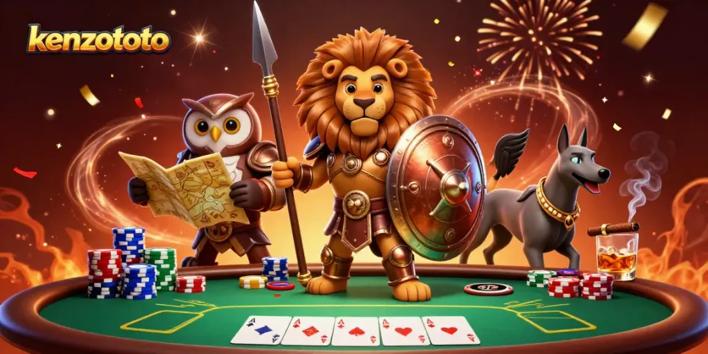 Experience secure gaming at kenzototo with vibrant casino elements and characters in a dynamic scene.