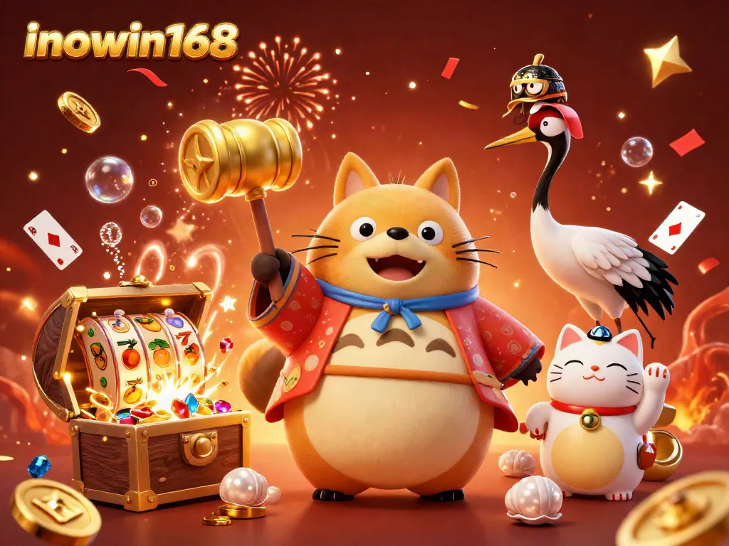 Mengguncang slot dan menarik keberuntungan di indowin168 dengan karakter ceria dan elemen kasino yang dinamis.