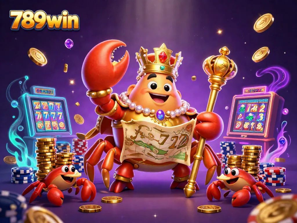 Experience 789win's thrilling slot action with the golden crab emperor and colorful casino elements.