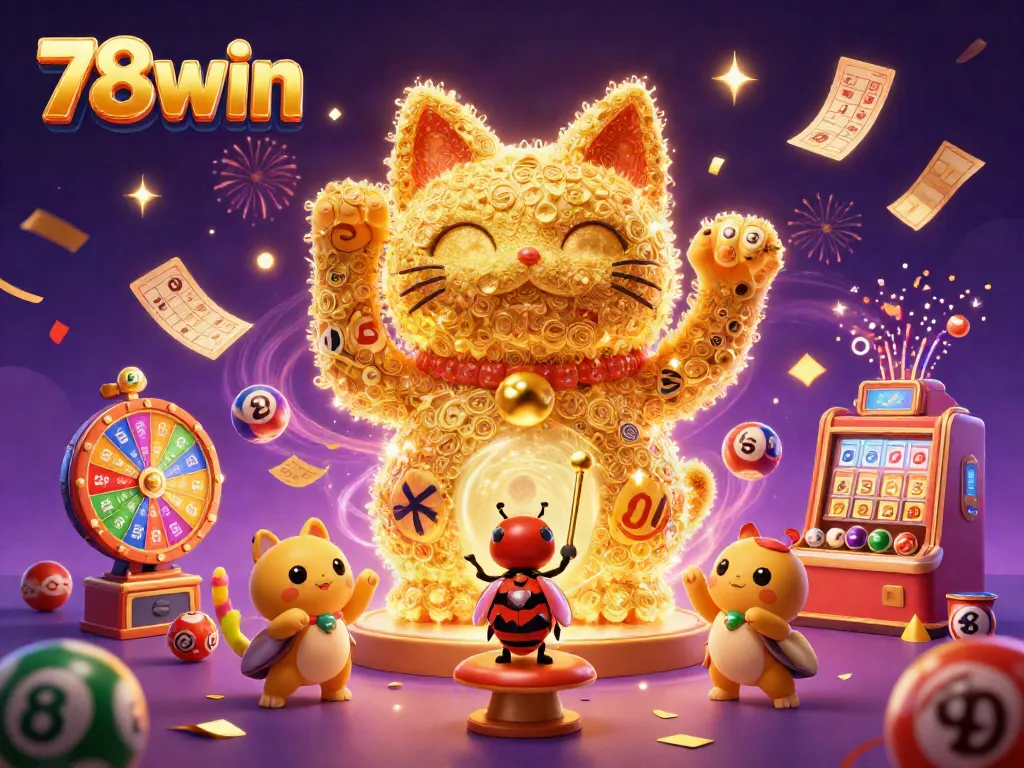 Experience 78win's vibrant casino world with a lucky cat and dynamic game elements.