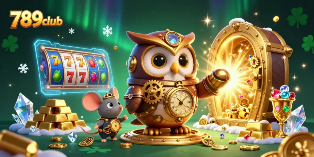 Experience thrilling 789club slots with an ultra-detailed 3D illustration showcasing vibrant gaming elements.
