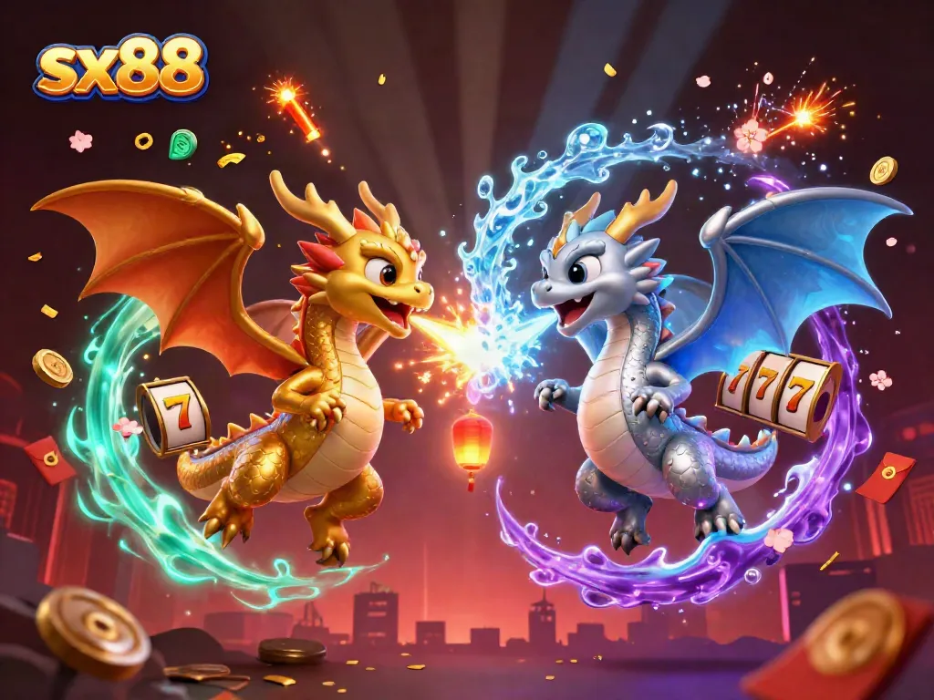 Engage with sx88 slots gameplay featuring dynamic dragons and vibrant casino elements.