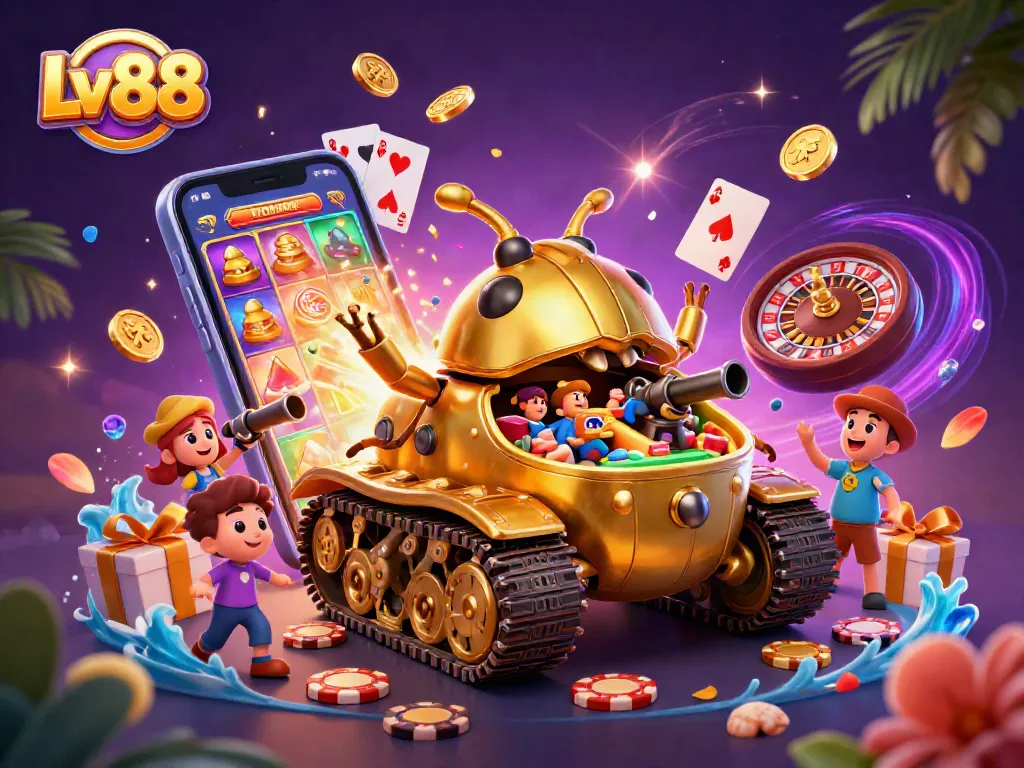 Experience thrilling wins at Lv88 with a vibrant casino scene showcasing exciting games and bonuses.