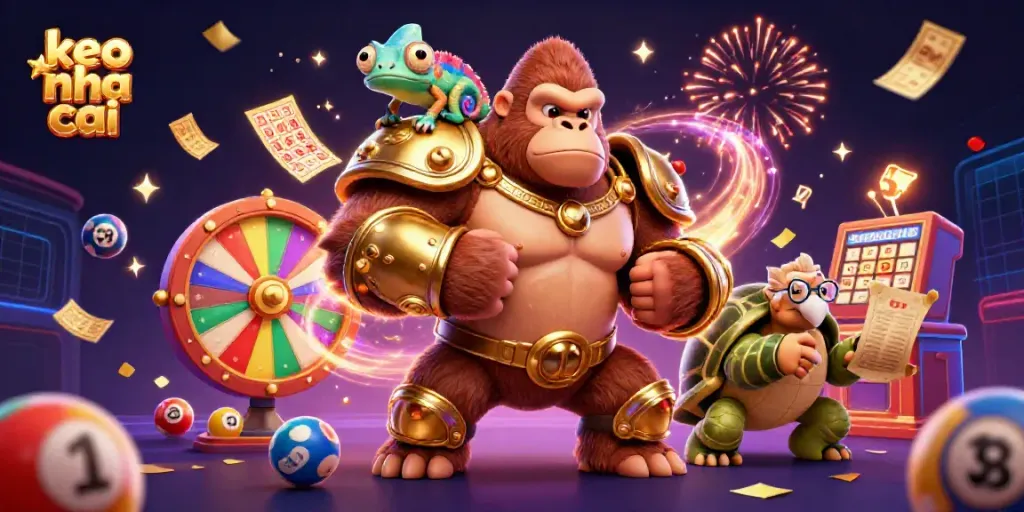 Catch the excitement of keo nha cai with a vibrant scene featuring animated gambling elements and characters.