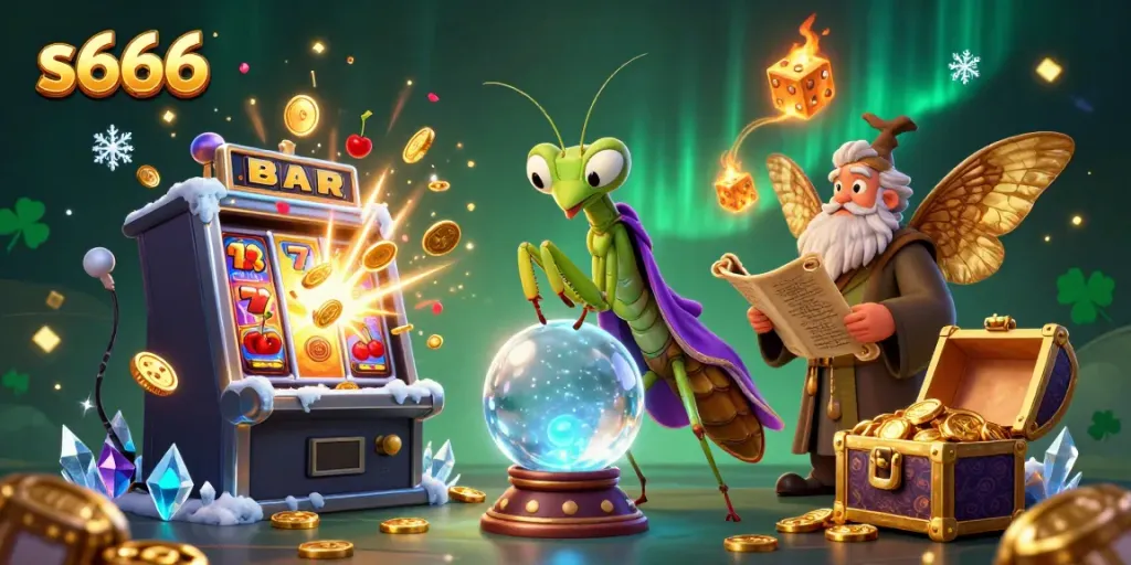 Experience thrilling gameplay with s666 at a vibrant online casino illustrated scene.