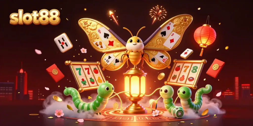 Permainan slot88 menawarkan suasana megah dengan simbol kartu dan lampion berkilau.