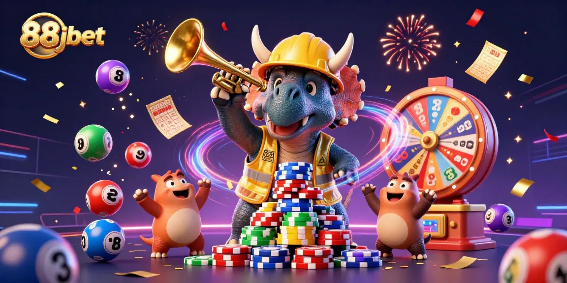 Immerse in 88jbet’s vibrant casino world, celebrating wins with colorful lottery elements.