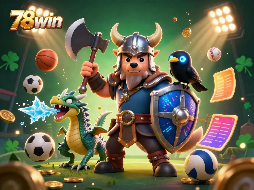 Experience thrilling gameplay with 78win in an energetic, vibrant casino scene featuring unique characters.