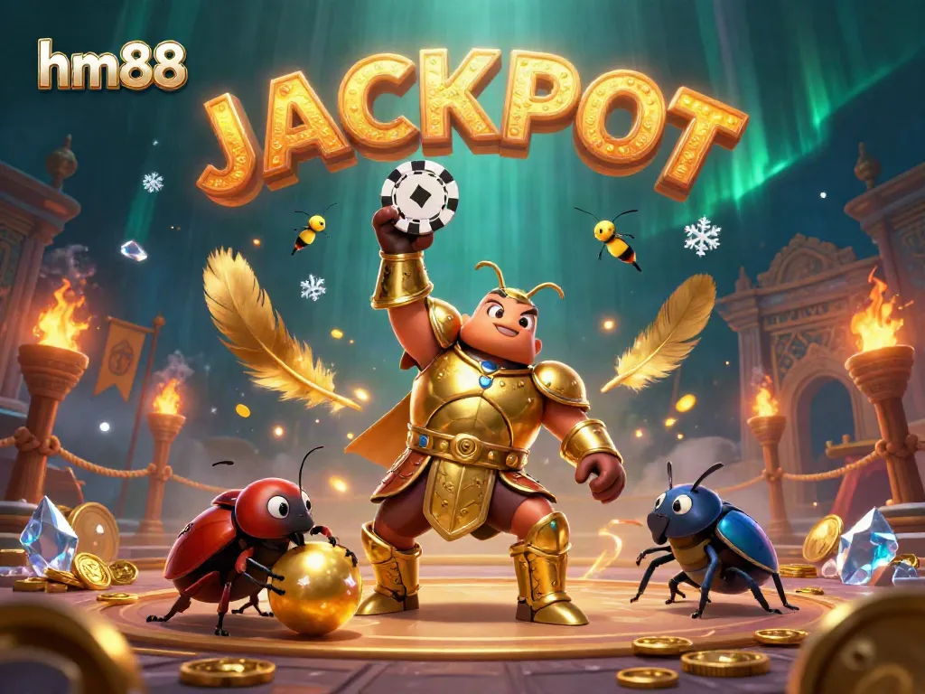 Experience thrilling jackpots with hm88 in this dynamic 3D casino illustration featuring unique characters and vibrant visuals.