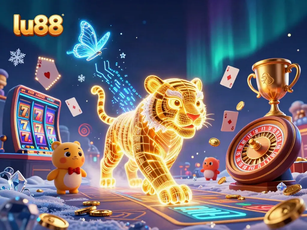 Experience the thrill of casino gaming with lu88's vibrant 3D digital art.