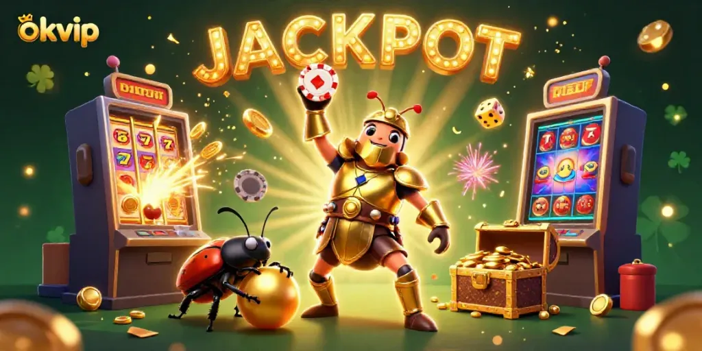 Engage with exciting jackpots at okvip through this vibrant 3D casino action scene.