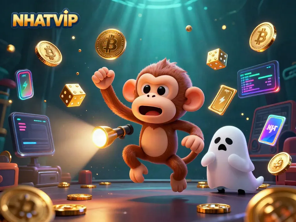 Experience NHATVIP's immersive casino excitement with playful ghostly gaming elements.