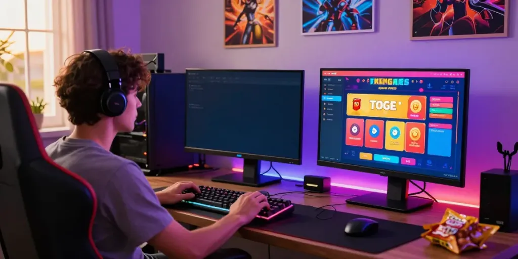 Dynamic gaming scene featuring player engaging with togel platform on davo 88.