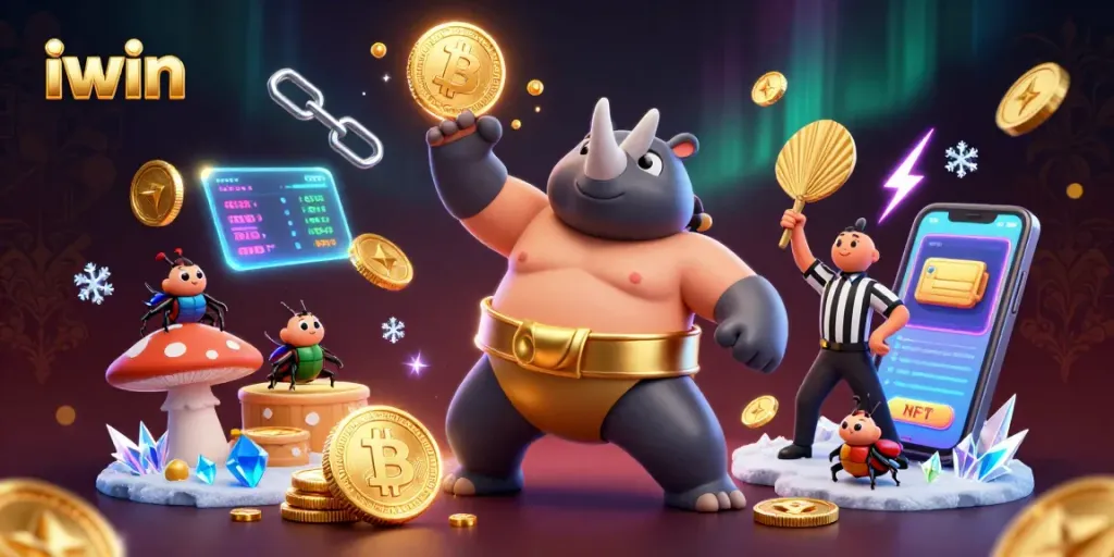 Place your bets with iwin! Exciting casino atmosphere featuring a sumo beetle champion.