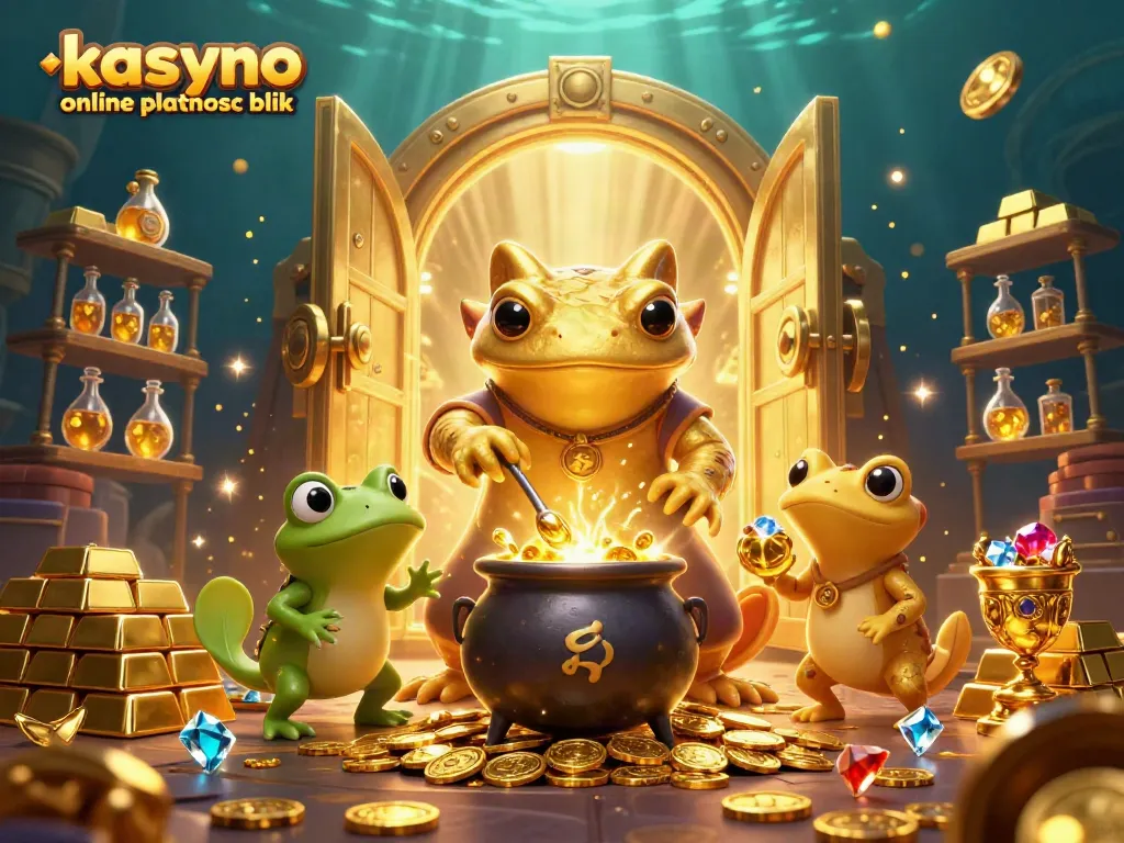 Experience the thrill of kasyno online platnosc blik with dynamic action and golden treasures in this illustration.
