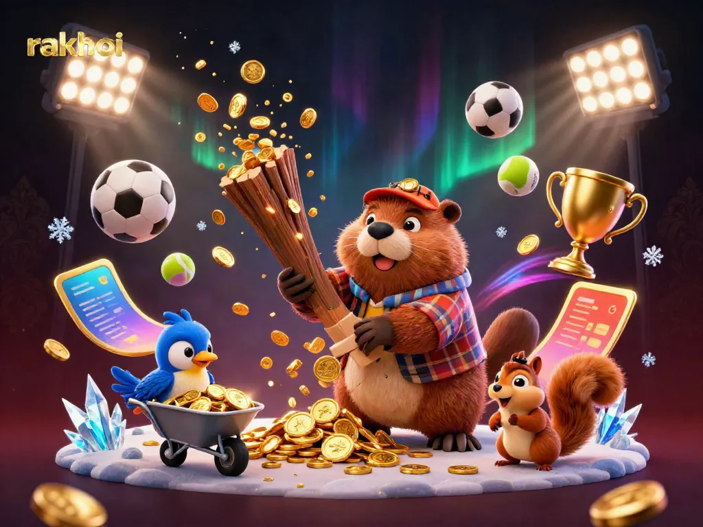 Experience rakhoi with an energetic scene of characters collecting coins in a vibrant online casino atmosphere.
