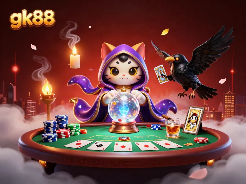 Experience thrilling gameplay at gk88 with a vibrant casino scene featuring mystic characters.