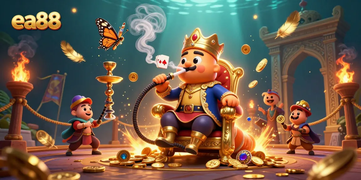 ea88 caters to gambling enthusiasts with vibrant casino elements in a fantastical illustration.