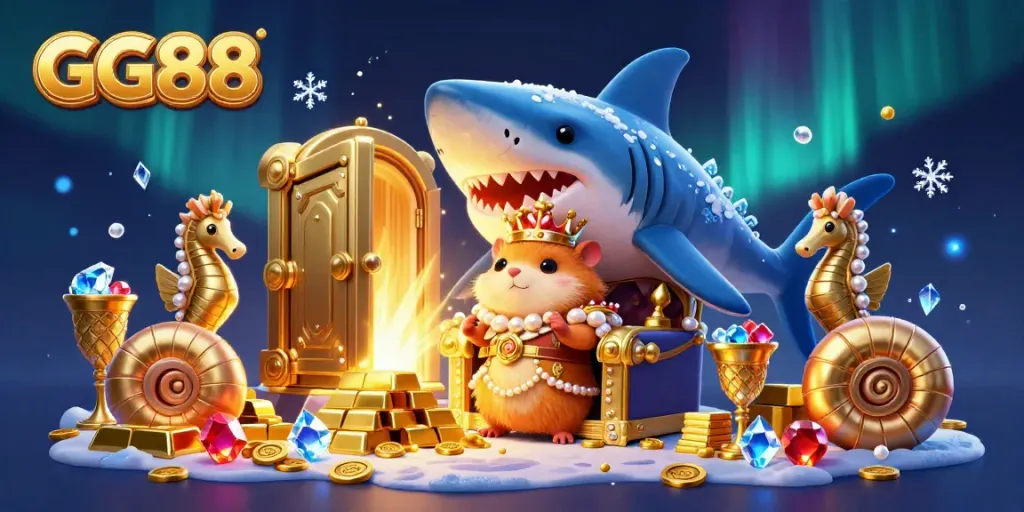 Experience thrilling wins at GG88 Casino with a dashing hamster king and treasures around.