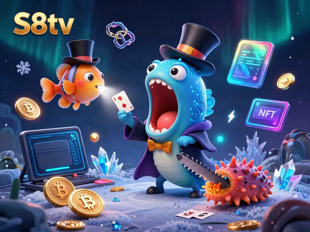 Perform magic with S8tv as a bioluminescent eel entertains in a vibrant casino scene.