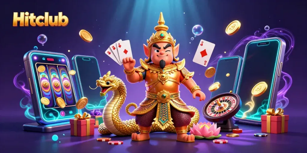 Experience thrilling wins at Hitclub with gaming magic celebrating vibrant colorful slot reels.