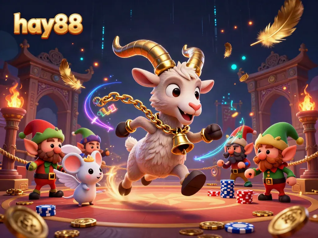 Engage with the dynamic hay88 casino scene as characters battle for poker chips amidst festive chaos.