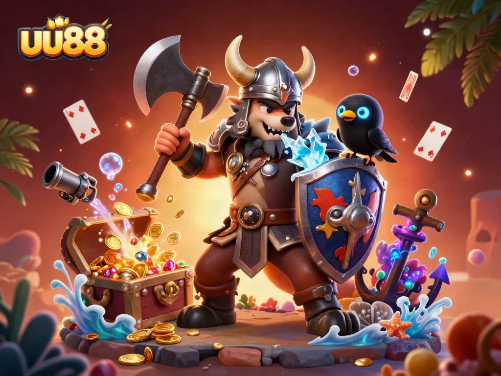 Engage with thrilling games at uu88's vibrant casino, featuring dynamic characters and colorful game elements.