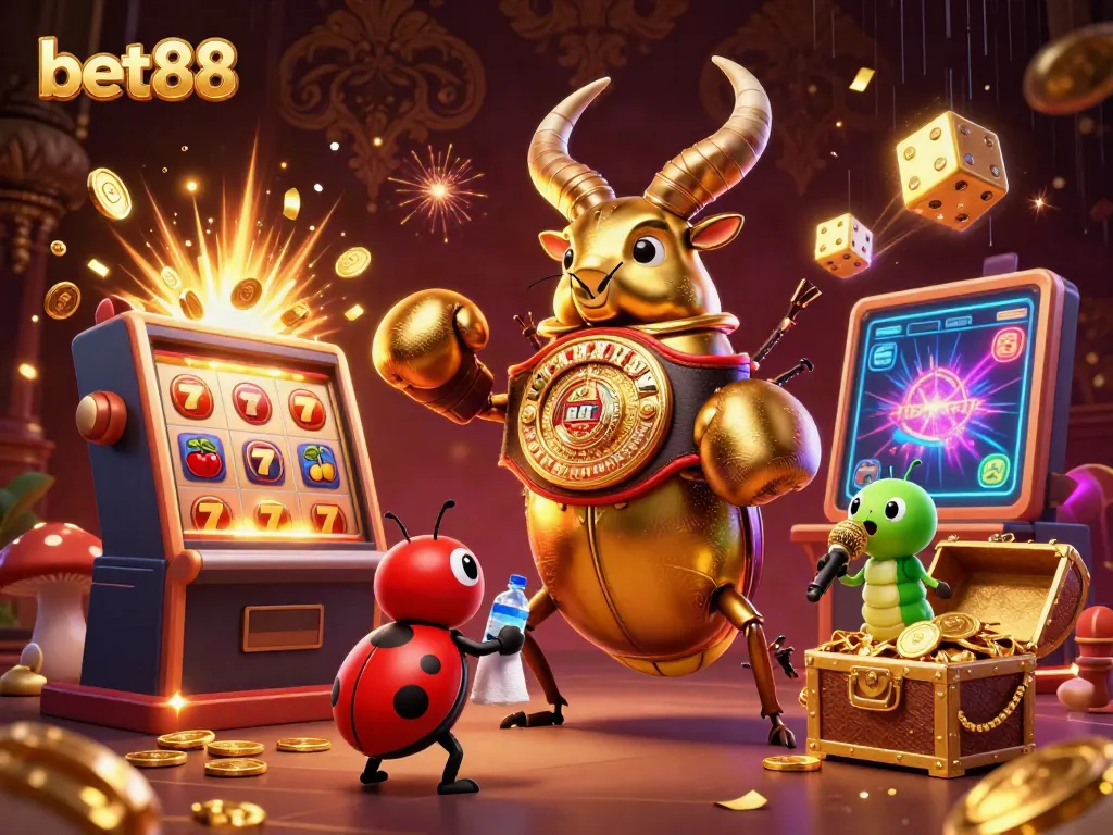 Experience exciting gameplay at bet88 in this vibrant 3D digital casino scene filled with action!