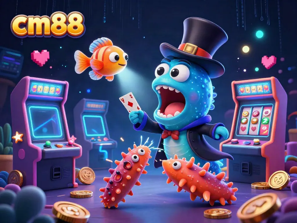 Experience thrilling card tricks at cm88 with a bioluminescent eel and anglerfish in action.