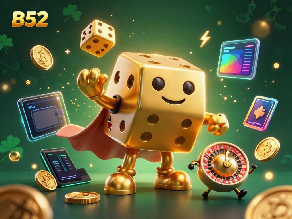 Experience exciting gambling action with B52's vibrant casino-themed digital illustration, showcasing engaging game elements.