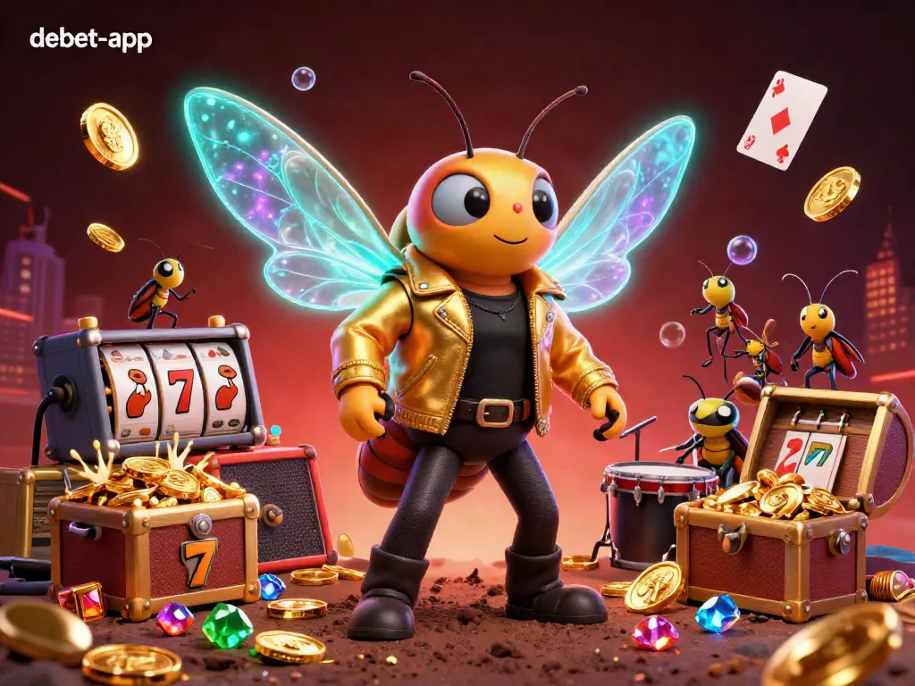 Experience the excitement of debet-app with vibrant gambling elements and charming 3D characters.