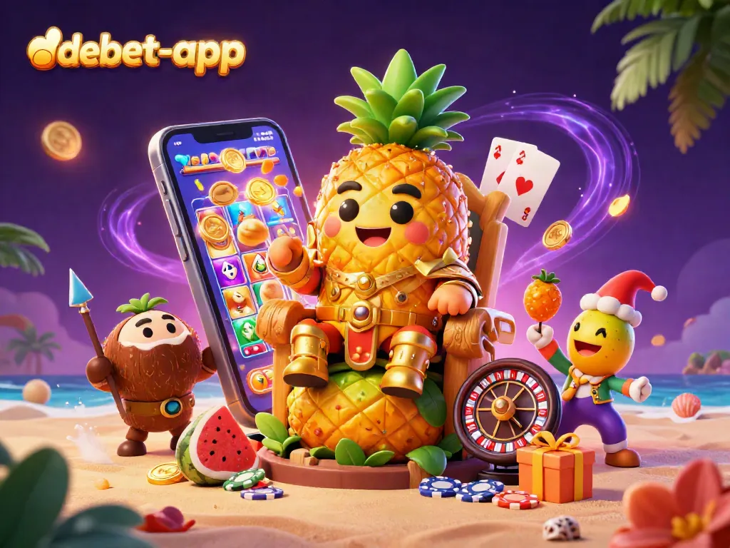 Engage in exciting gameplay with debet-app featuring a pineapple king and tropical casino theme.