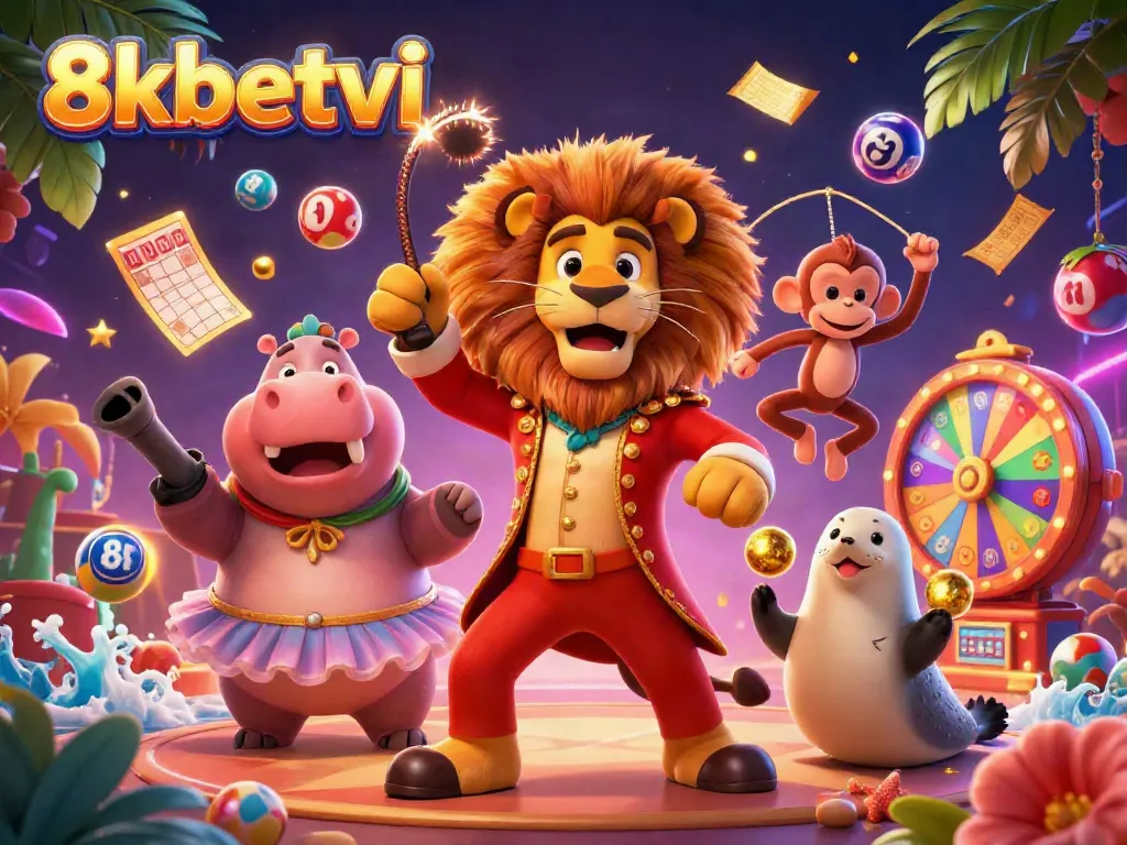 Experience excitement at 8xbetvi with a vibrant and dynamic casino-themed illustration featuring characters and gaming elements.